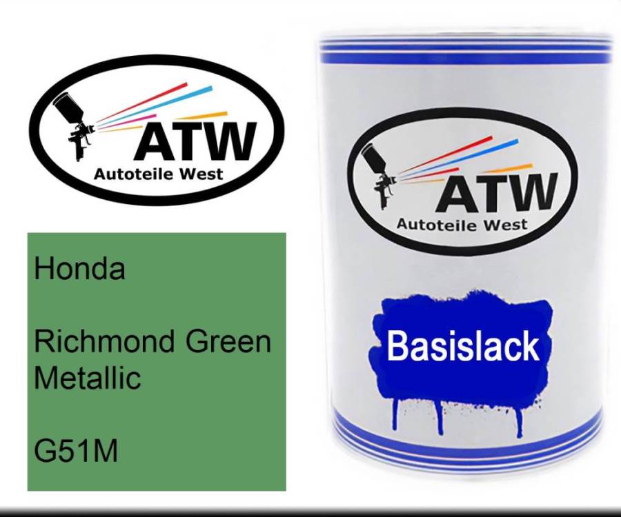 Honda, Richmond Green Metallic, G51M: 500ml Lackdose, von ATW Autoteile West.